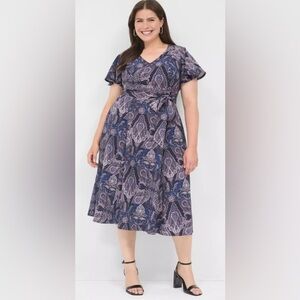 NWT✨Lane Bryant Elegant Blue Paisley Dress